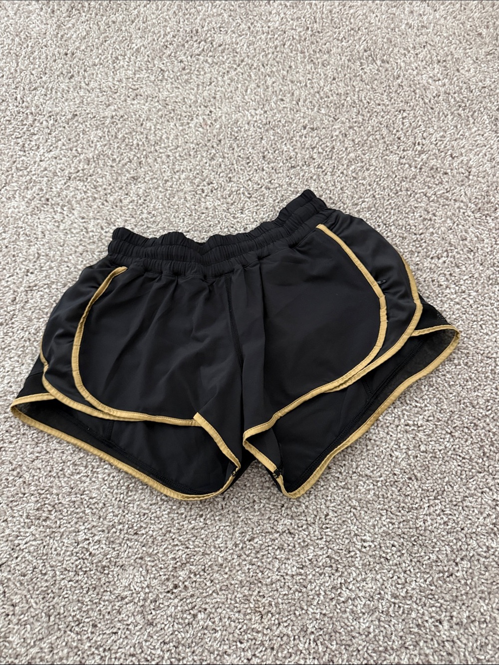 Lululemon Women’s Black Running Shorts with Gold Trim